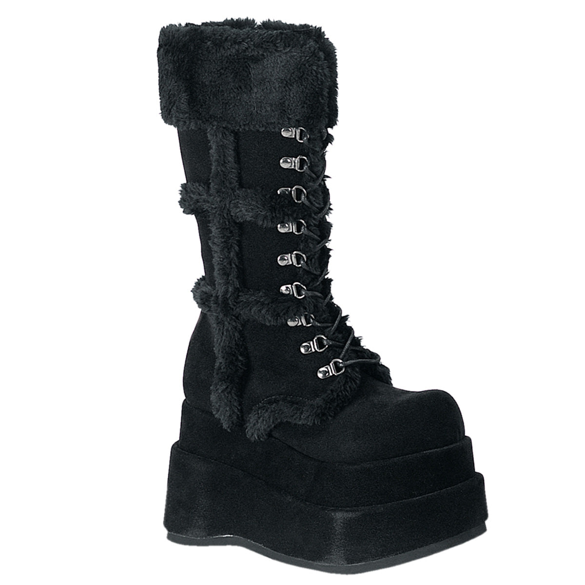 DemoniaCult Womens Boots BEAR-202 Blk Vegan Suede
