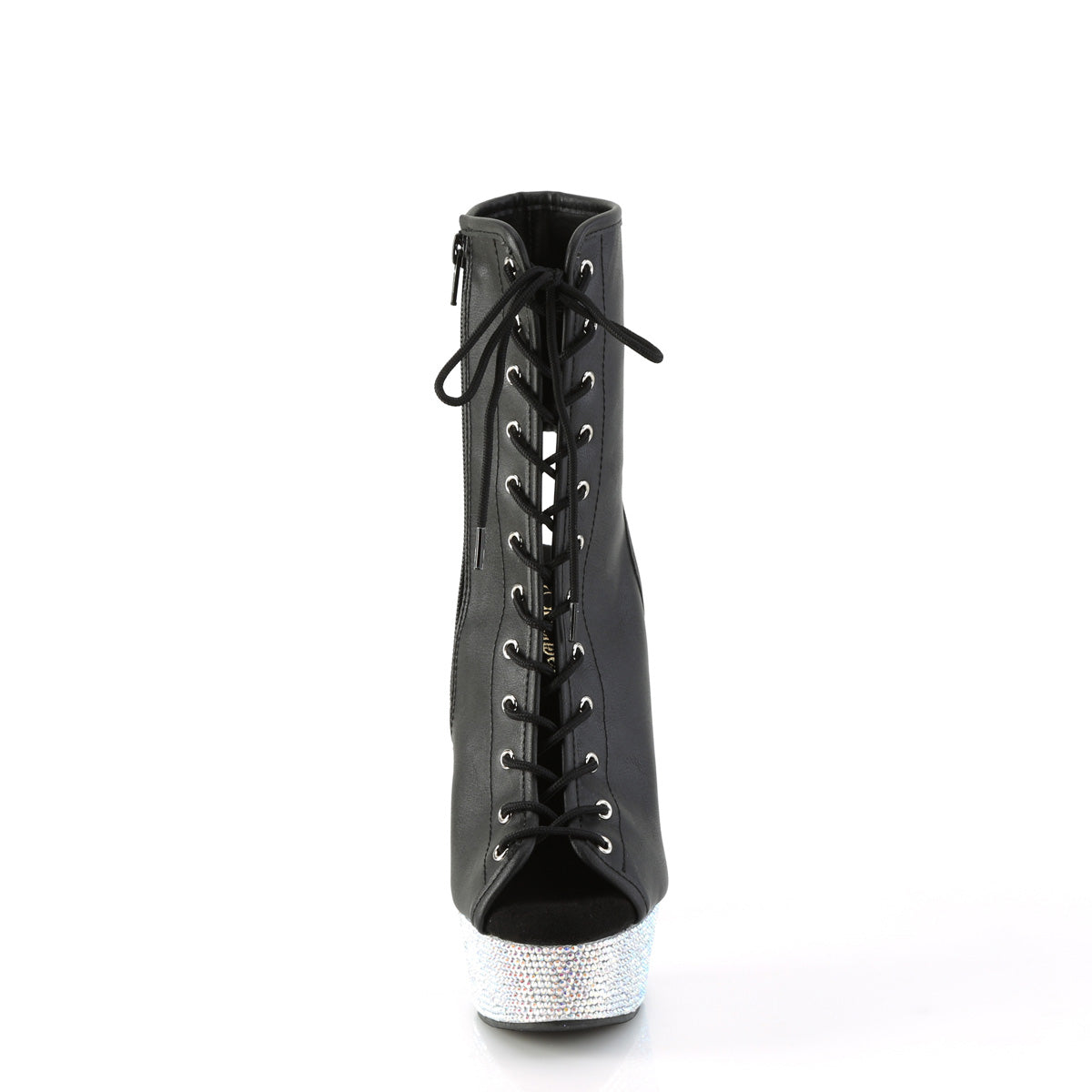 Pleaser  Ankle Boots BEJEWELED-1016-6 Blk Faux Leather/Slv AB RS