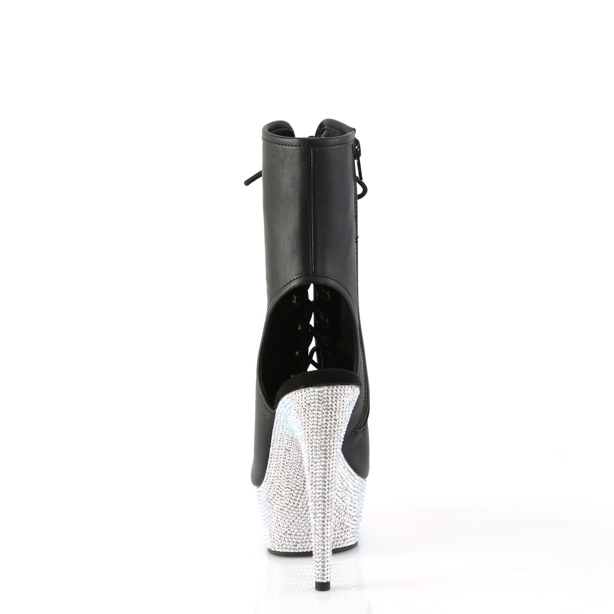 Pleaser  Ankle Boots BEJEWELED-1016-6 Blk Faux Leather/Slv AB RS