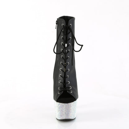 Pleaser  Ankle Boots BEJEWELED-1016-7 Blk Faux Leather/Slv AB RS