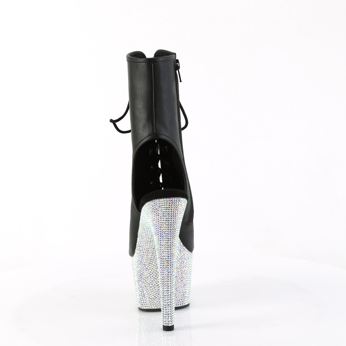 Pleaser  Ankle Boots BEJEWELED-1016-7 Blk Faux Leather/Slv AB RS