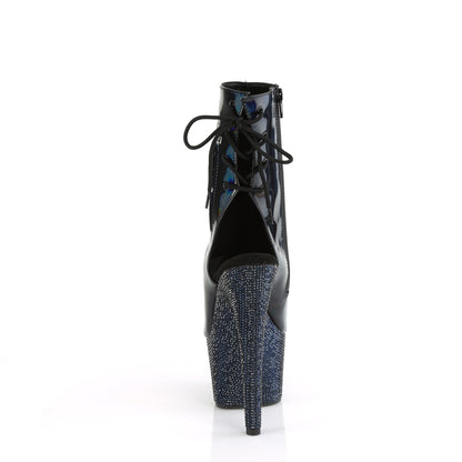 Pleaser  Ankle Boots BEJEWELED-1018DM-7 Blk Holo Pat/Midnight Blk RS