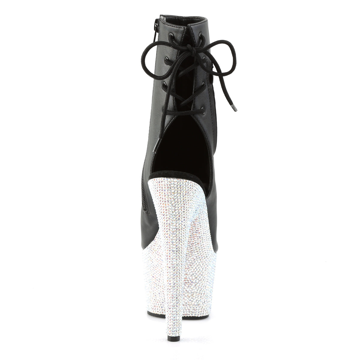 Pleaser Womens Ankle Boots BEJEWELED-1018DM-7 Blk Faux Leather/Slv Multi RS