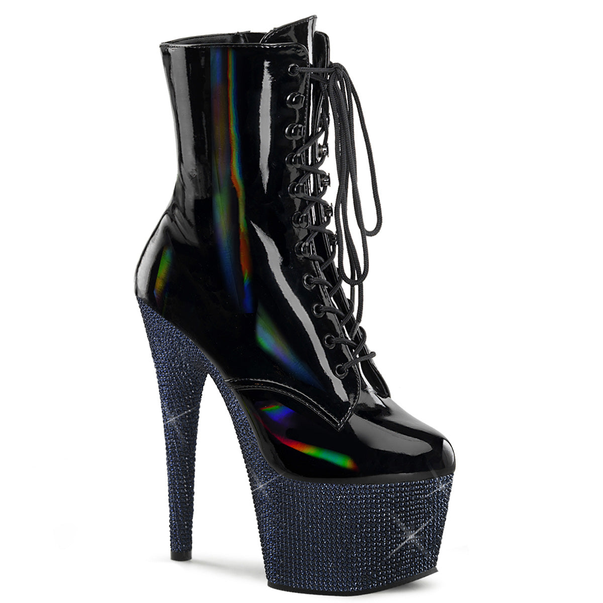 Pleaser  Ankle Boots BEJEWELED-1020-7 Blk Holo Pat/Midnight Blk RS
