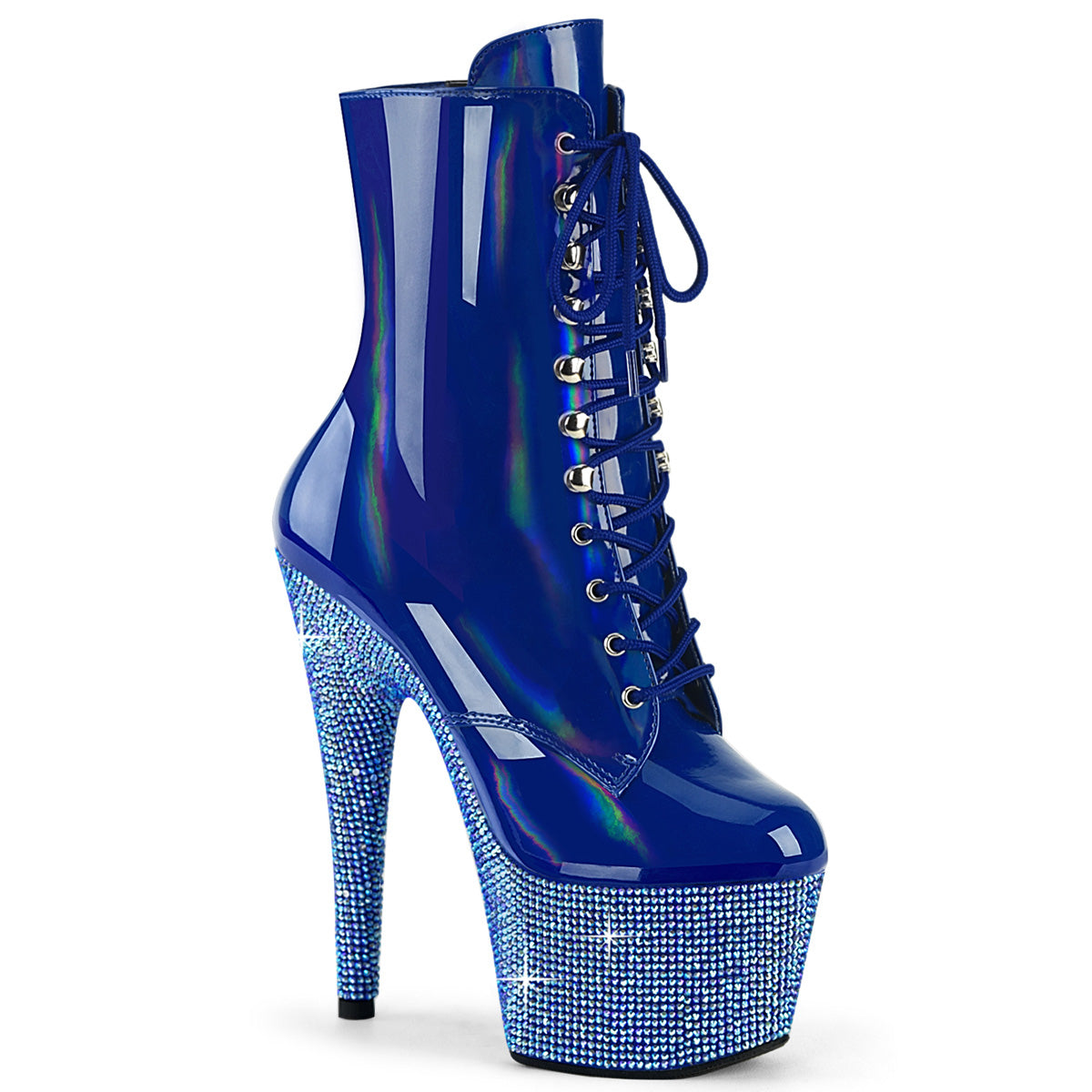 Pleaser  Ankle Boots BEJEWELED-1020-7 Blue Holo Pat/Blue AB RS
