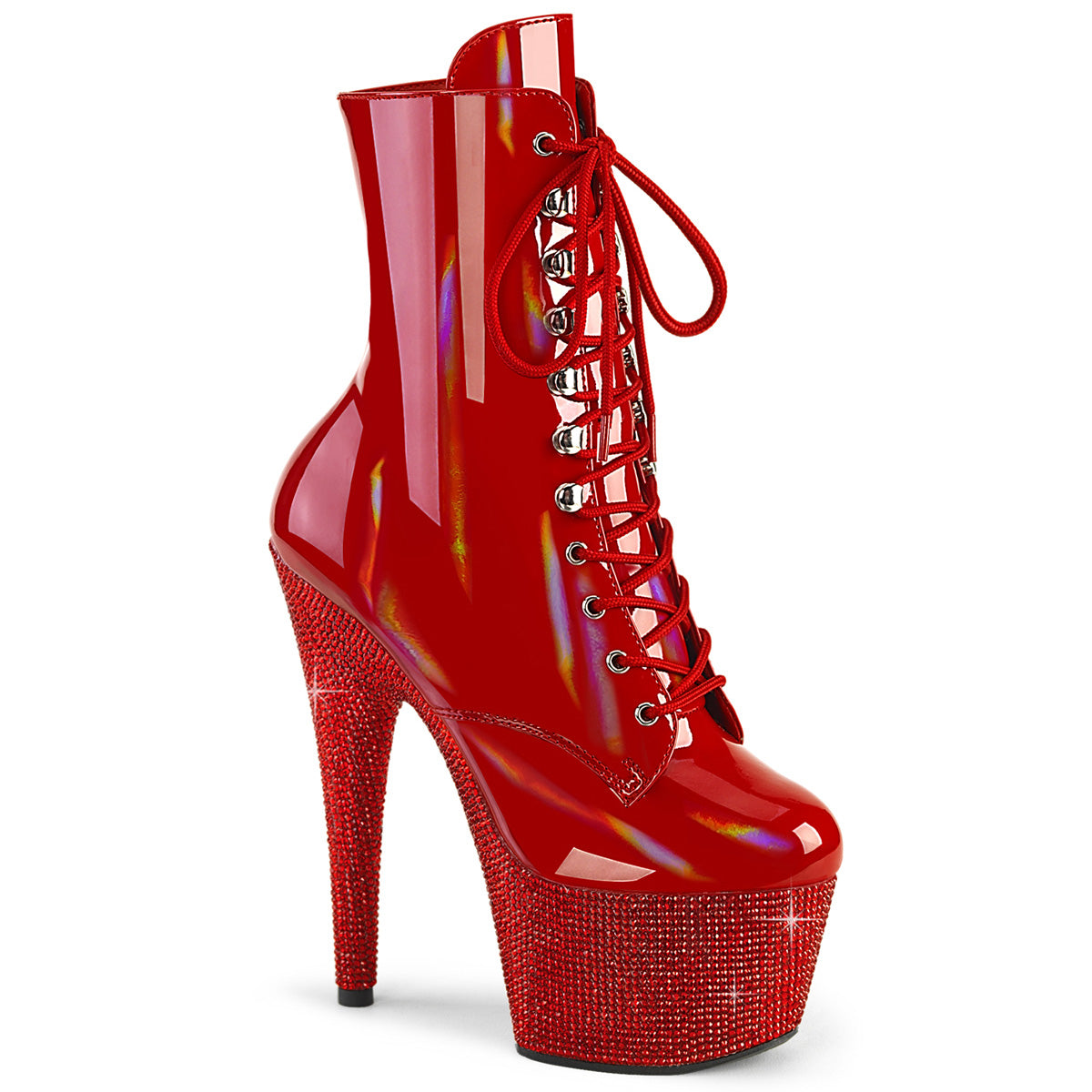 Pleaser  Ankle Boots BEJEWELED-1020-7 Red Holo Pat/Red RS