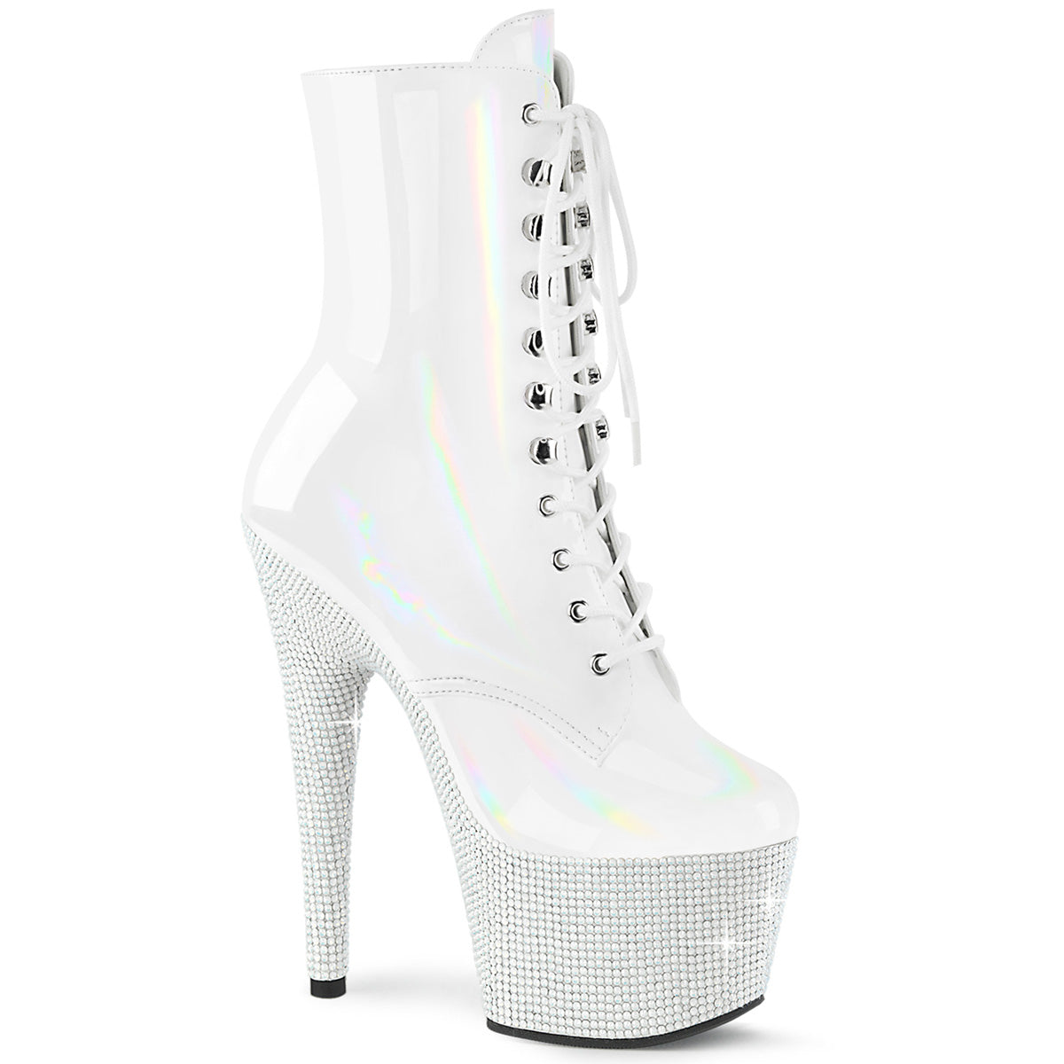 Pleaser  Ankle Boots BEJEWELED-1020-7 Wht Holo Pat/Wht RS