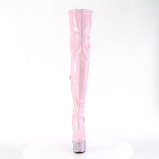 Pleaser Women's Platform Shoes BEJEWELED-3000-7 B. Pink Str Holo Pat/B. Pink AB RS