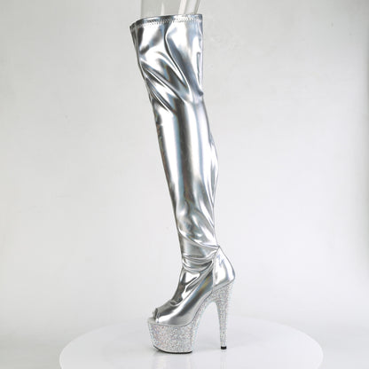 Pleaser  Boots BEJEWELED-3011-7 Slv Str Holo Pat/Slv AB RS