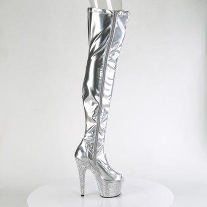 Pleaser  Boots BEJEWELED-3011-7 Slv Str Holo Pat/Slv AB RS