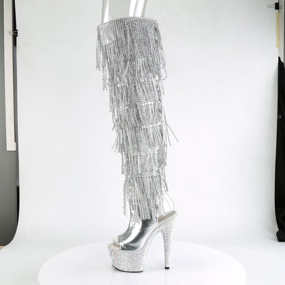 Pleaser Womens Boots BEJEWELED-3019RSF-7 Slv Metallic Pu-Slv/Slv Multi RS