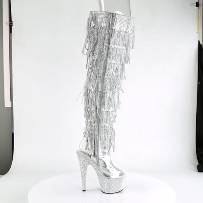 Pleaser Womens Boots BEJEWELED-3019RSF-7 Slv Metallic Pu-Slv/Slv Multi RS