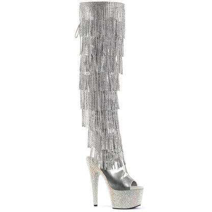 Pleaser Womens Boots BEJEWELED-3019RSF-7 Slv Metallic Pu-Slv/Slv Multi RS