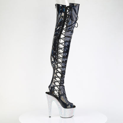 Pleaser Women's Platform Shoes BEJEWELED-3052HG-7 Blk Holo Pat/Slv Multi RS