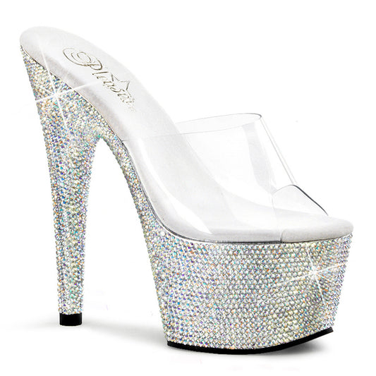 Pleaser Womens Sandals BEJEWELED-701DM Clr/Slv Multi RS