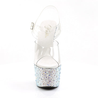 Pleaser Womens Sandals BEJEWELED-708MS Clr/Slv Multi RS