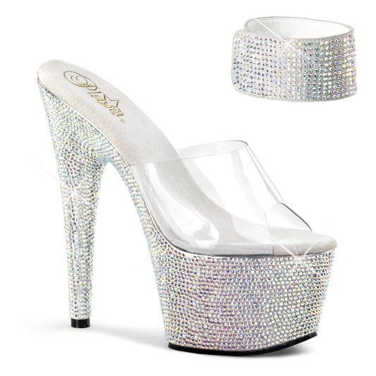 Pleaser Womens Sandals BEJEWELED-712RS Clr/Slv Multi RS