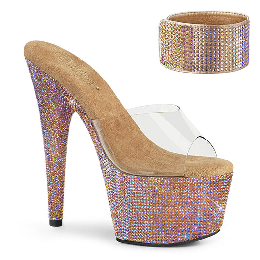 Pleaser Womens Sandals BEJEWELED-712RS Clr/Rose Gold Multi RS
