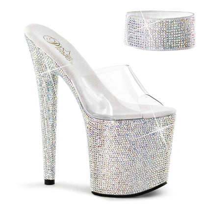 Pleaser Womens Sandals BEJEWELED-812RS Clr/Slv Multi RS