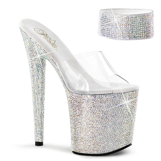 Pleaser Womens Sandals BEJEWELED-812RS Clr/Slv Multi RS