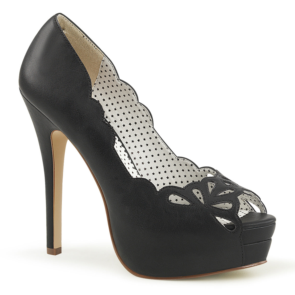 Pin Up Couture Womens Pumps BELLA-30 Blk Faux Leather