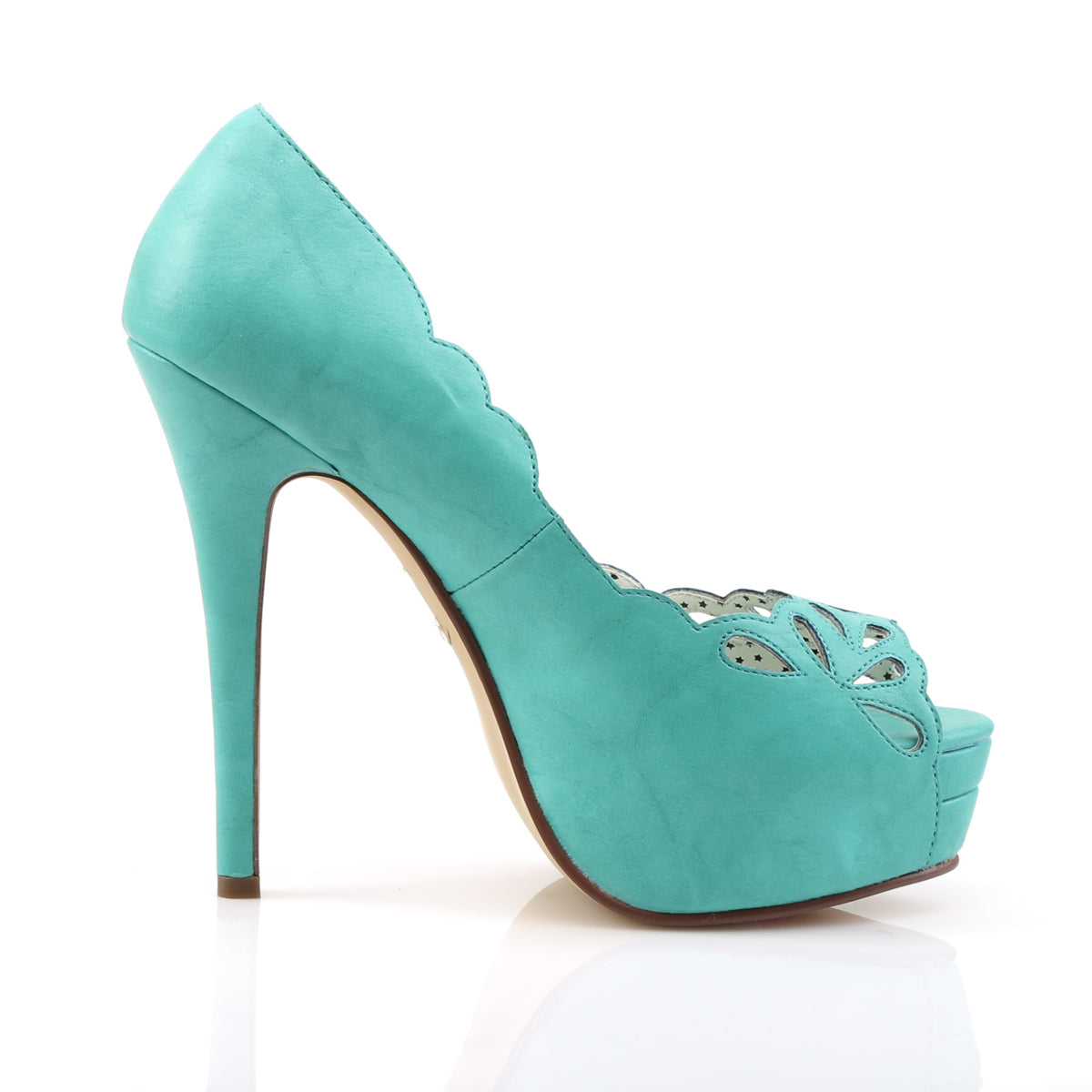 Pin Up Couture Womens Pumps BELLA-30 Teal Faux Leather