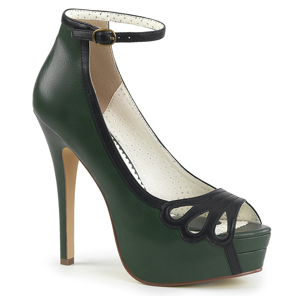 Pin Up Couture Womens Pumps BELLA-31 D. Green-Blk Faux Leather