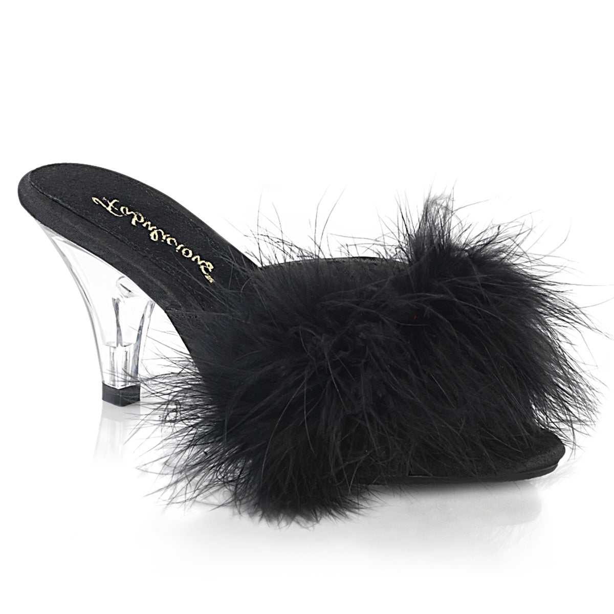 Fabulicious Womens Sandals BELLE-301F Blk Pu-Fur/Clr