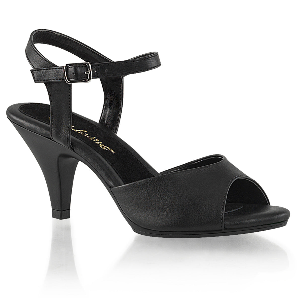 Fabulicious Womens Sandals BELLE-309 Blk Faux Leather/Blk Matte
