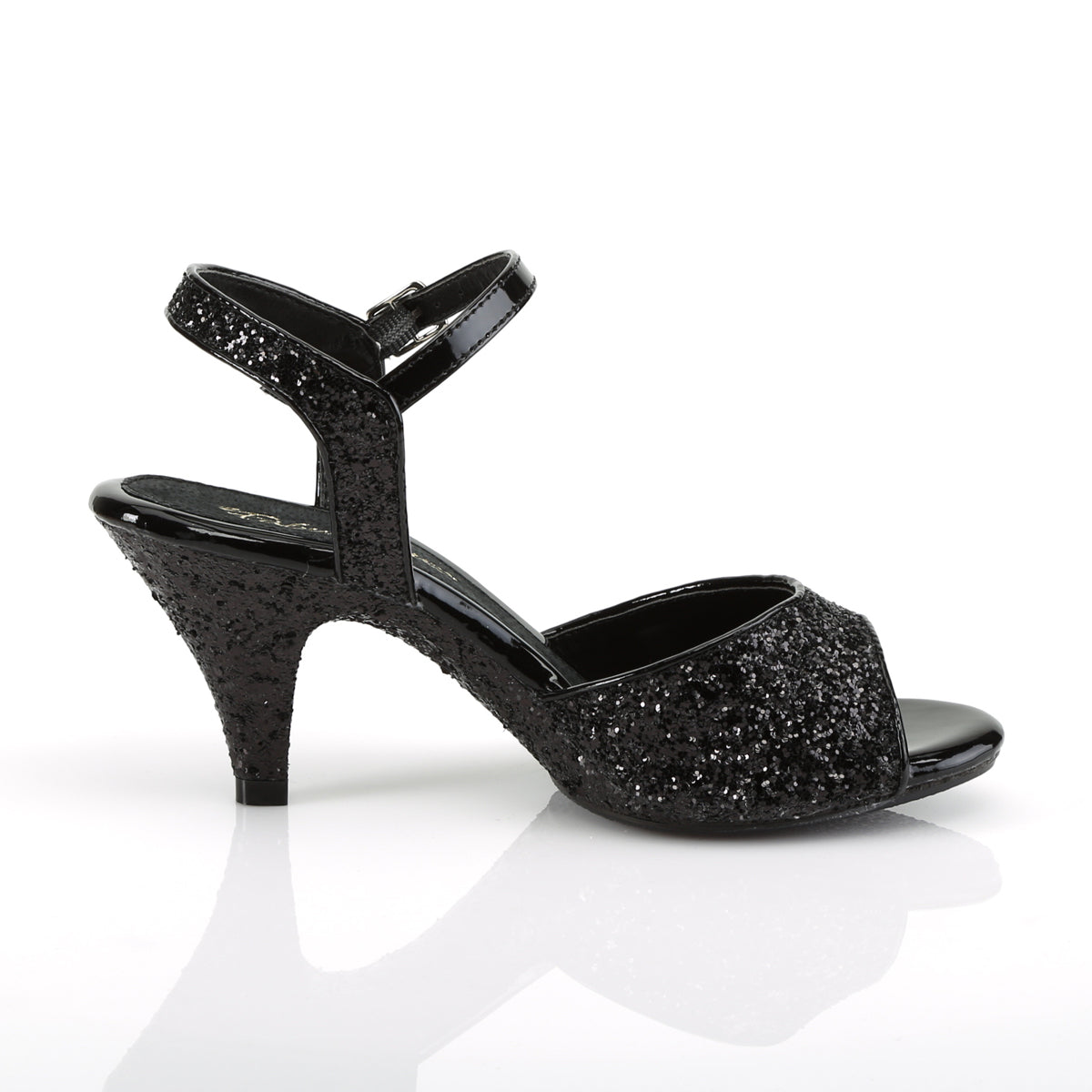 Fabulicious Womens Sandals BELLE-309G Blk Glitter/Blk Glitter