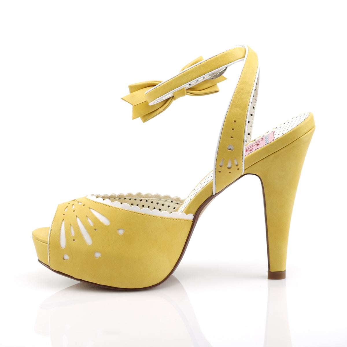 Pin Up Couture Womens Pumps BETTIE-01 Yellow Faux Leather