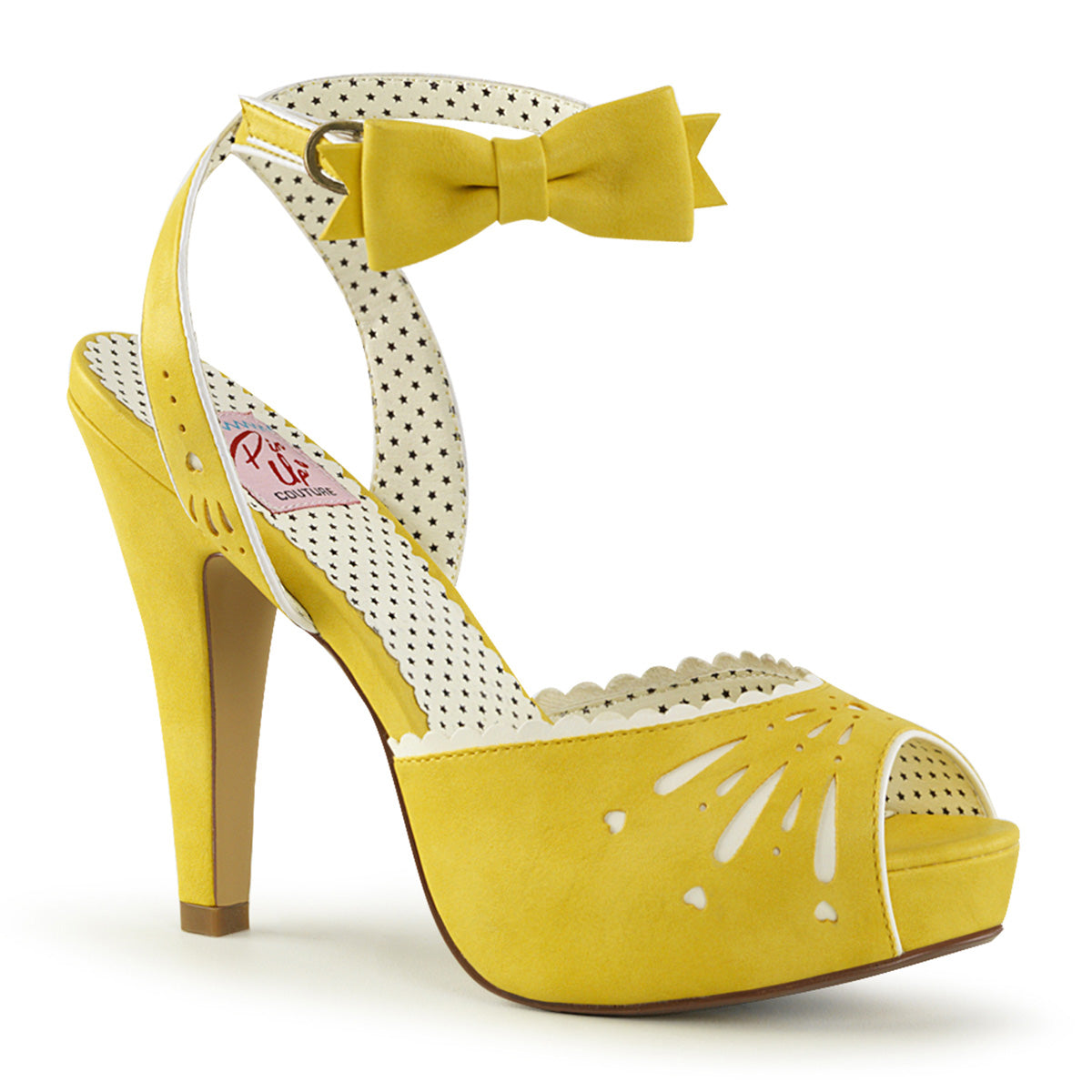 Pin Up Couture Womens Pumps BETTIE-01 Yellow Faux Leather