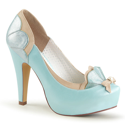 Pin Up Couture Womens Pumps BETTIE-20 B. Blue-Tan Faux Leather