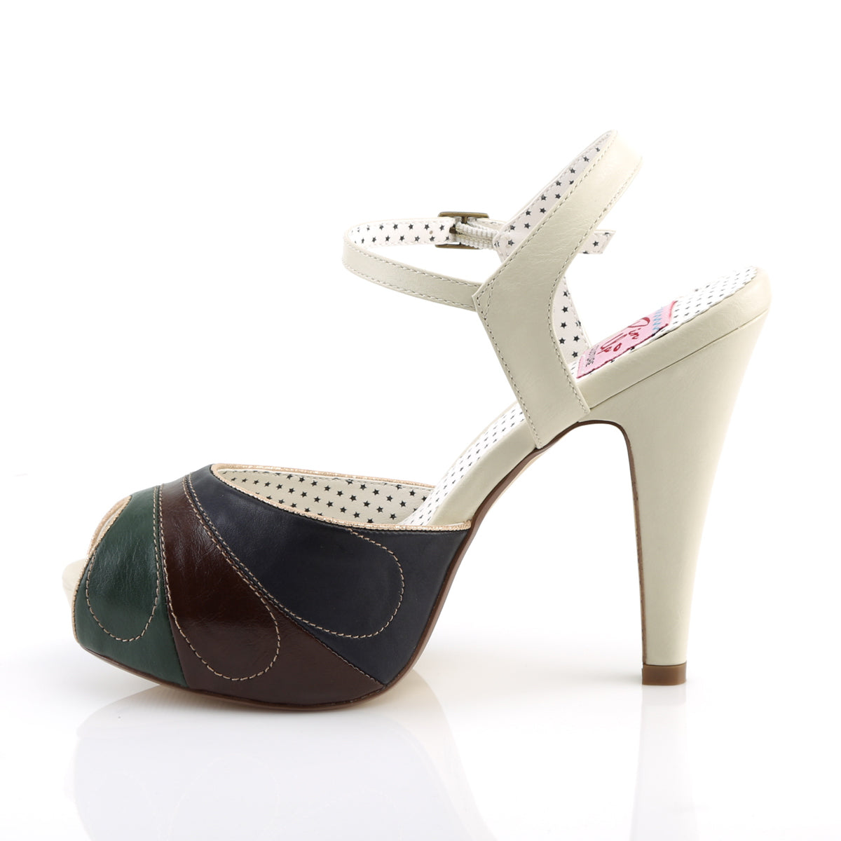 Pin Up Couture Womens Pumps BETTIE-27 Cream Multi Faux Leather