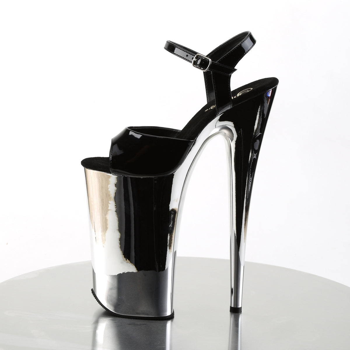 Pleaser Womens Sandals BEYOND-009 Blk/Slv Chrome