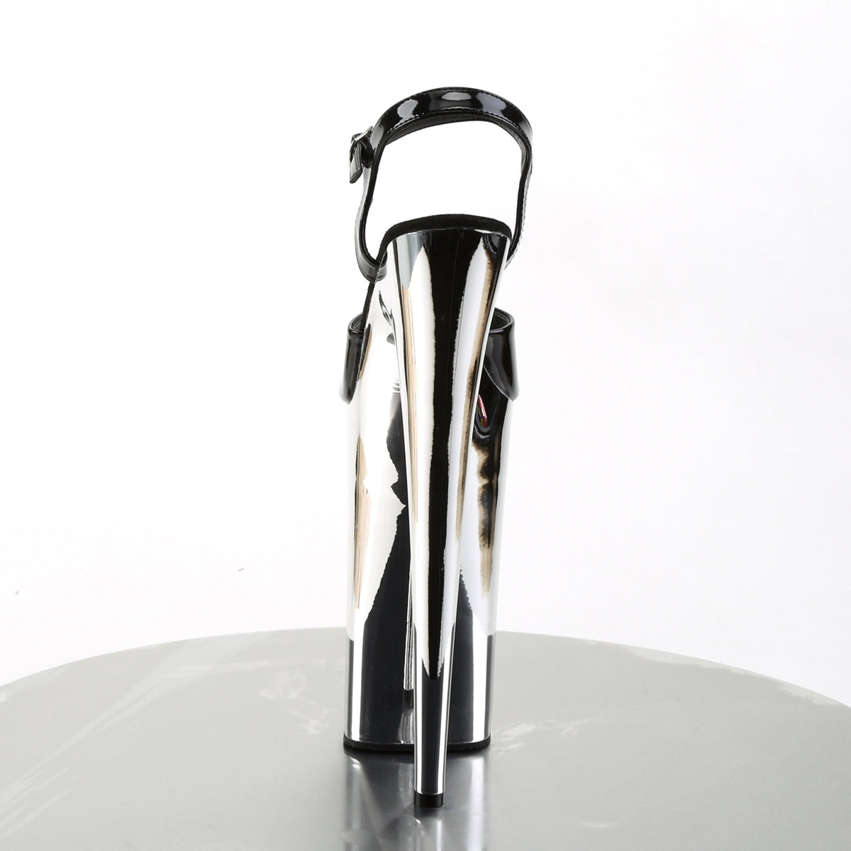 Pleaser Womens Sandals BEYOND-009 Blk/Slv Chrome