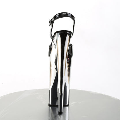 Pleaser Womens Sandals BEYOND-009 Blk/Slv Chrome