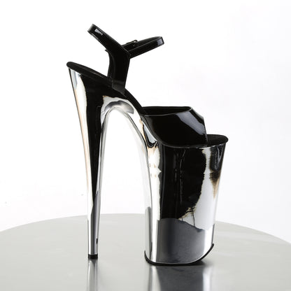 Pleaser Womens Sandals BEYOND-009 Blk/Slv Chrome