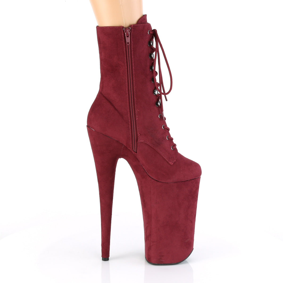 Pleaser Womens Ankle Boots BEYOND-1020FS Burgundy F.Suede/Burgundy F.Suede