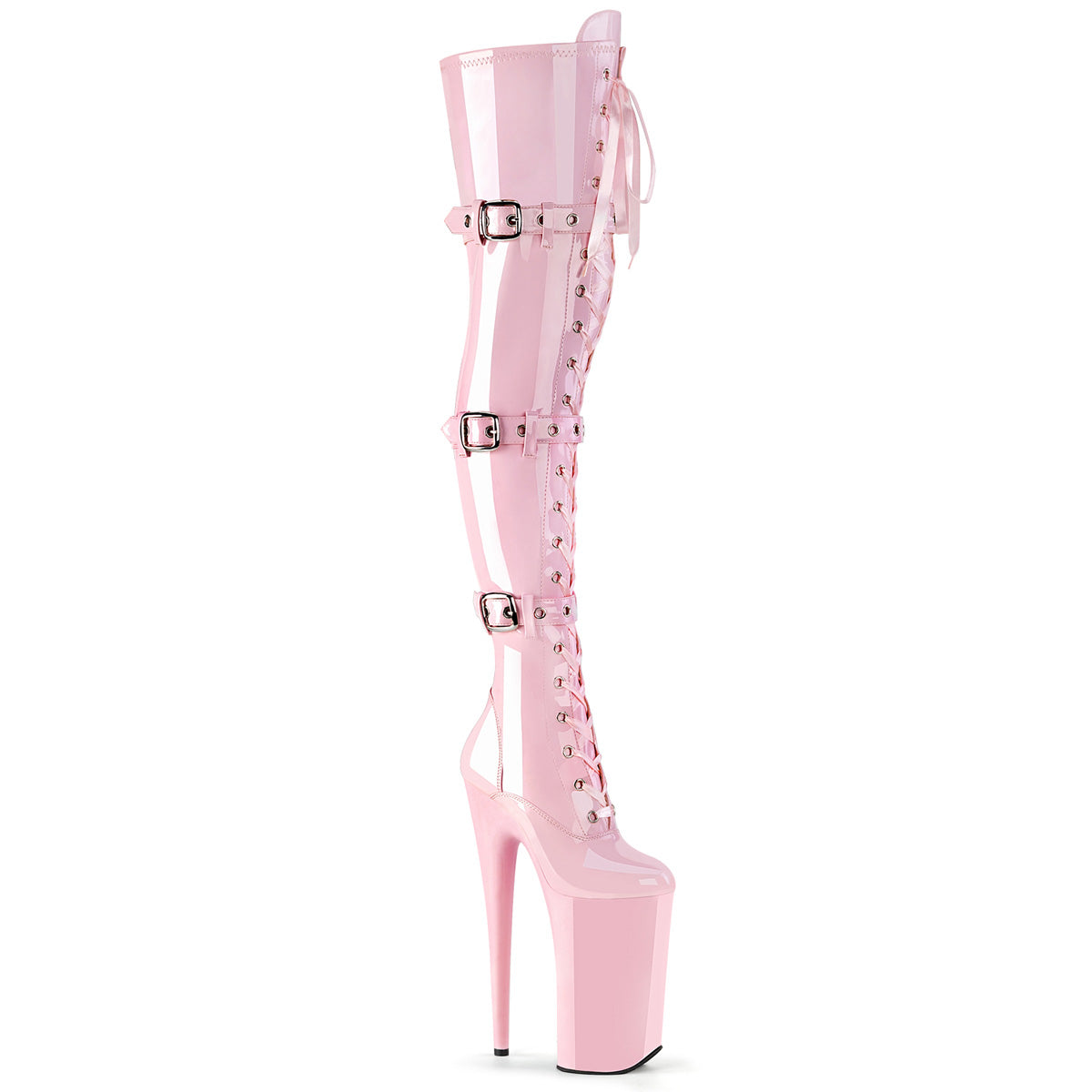 Pleaser Womens Boots BEYOND-3028 B. Pink Stretch Pat/B. Pink
