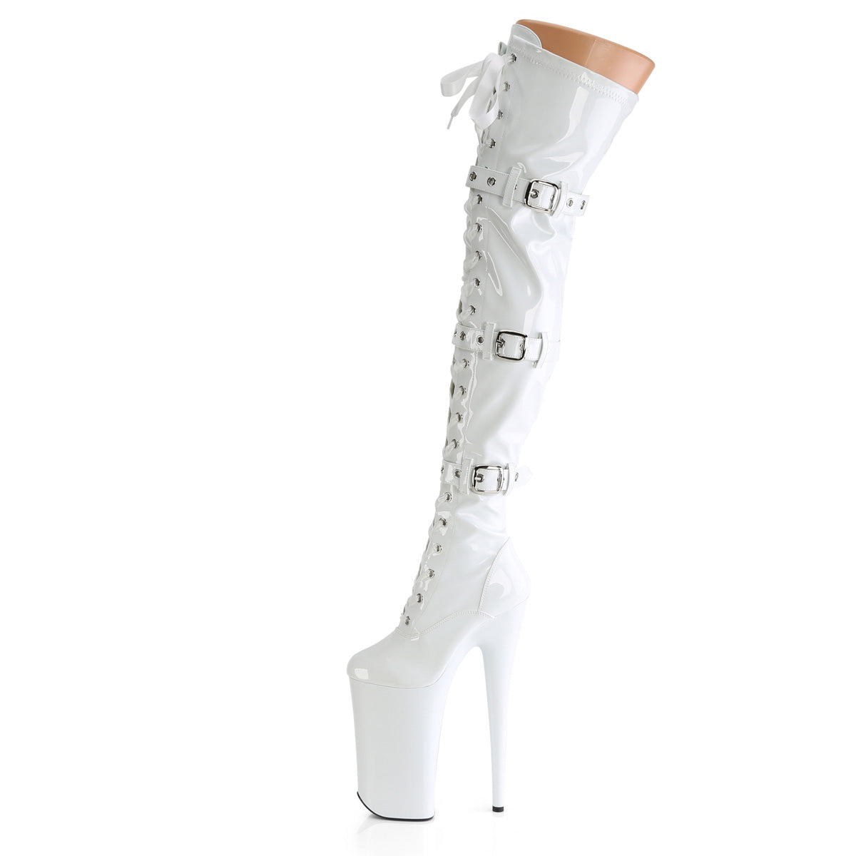 Pleaser   BEYOND-3028 Wht Str Pat/Wht