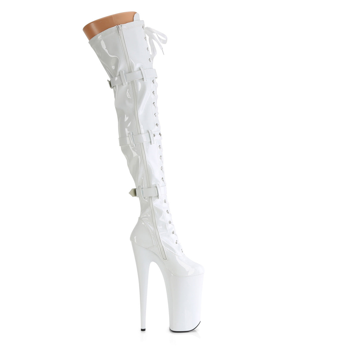 Pleaser   BEYOND-3028 Wht Str Pat/Wht