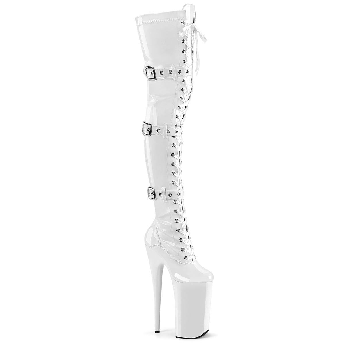 Pleaser   BEYOND-3028 Wht Str Pat/Wht