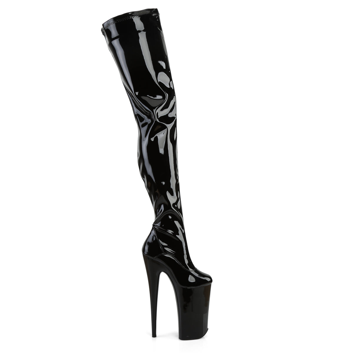Pleaser Womens Boots BEYOND-4000 Blk Stretch Pat/Blk