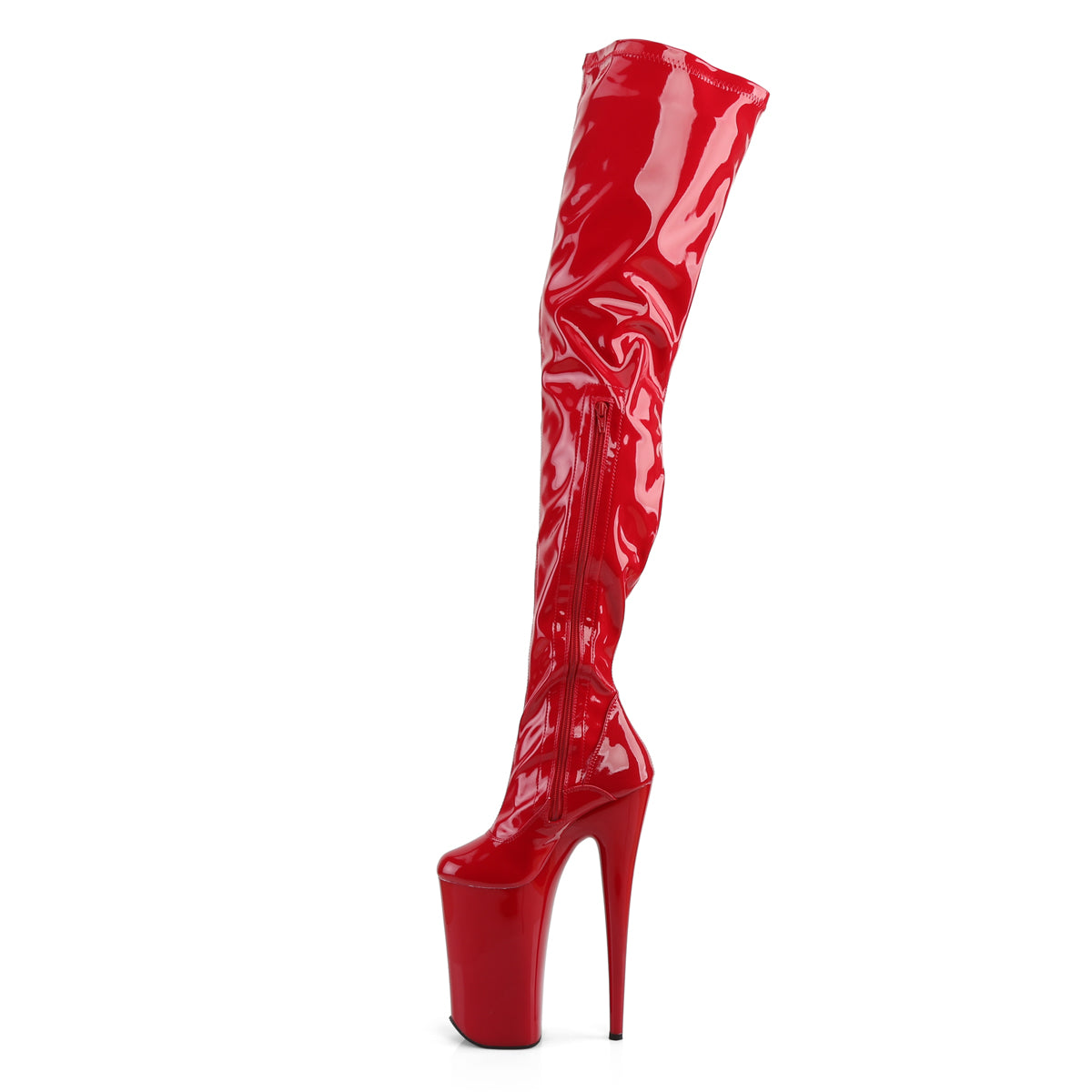 Pleaser Womens Boots BEYOND-4000 Red Stretch Pat/Red