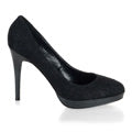 Pin Up Couture Womens Pumps BLISS-30-2 Blk Satin-Blk Lace
