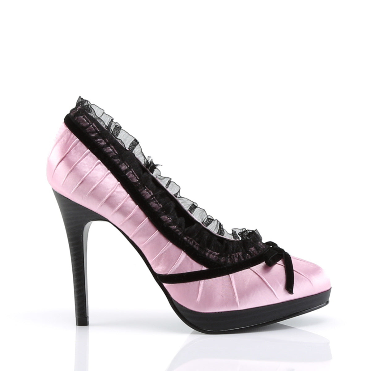 Pin Up Couture Womens Pumps BLISS-38 Pink-Blk Satin