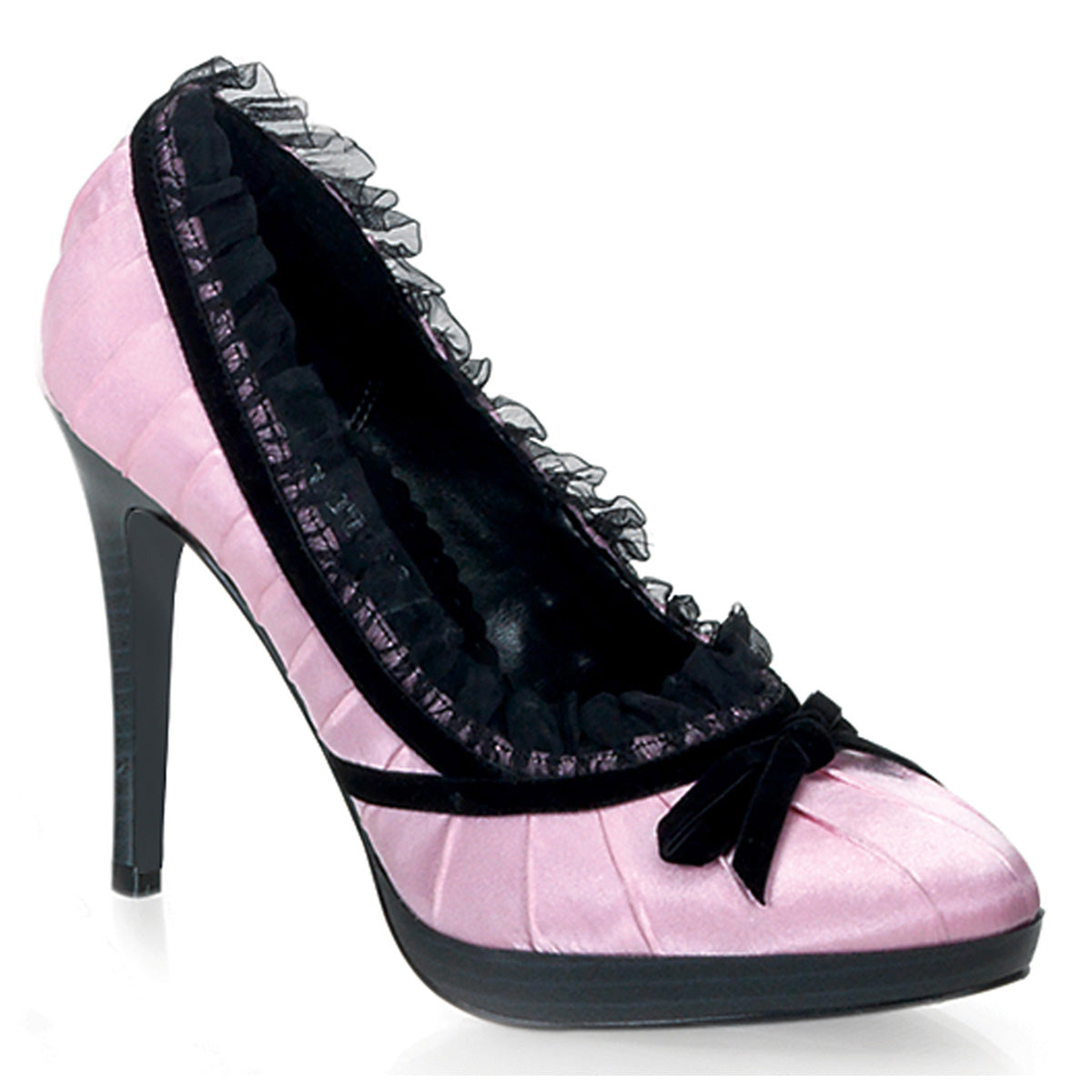 Pin Up Couture Womens Pumps BLISS-38 Pink-Blk Satin