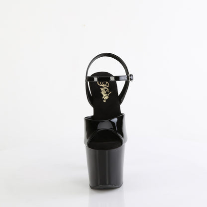 Pleaser   BLISS-709 Blk Pat/Blk-Slv Chrome
