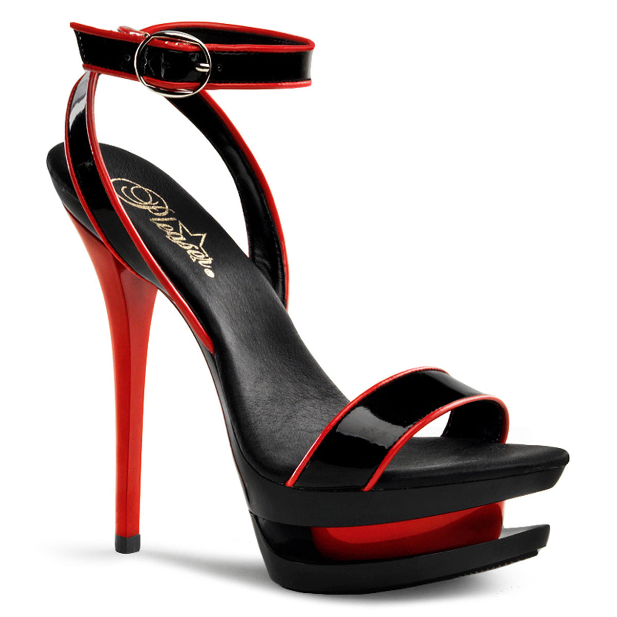 Pleaser Womens Sandals BLONDIE-631-2 Blk Red Pat/Blk-Red